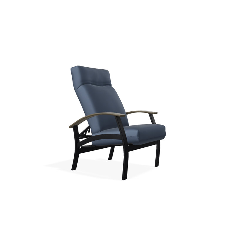 Chaise de patio inclinable avec coussins Askar, Ciel 42A, Bois de plage P40, Noir texturé