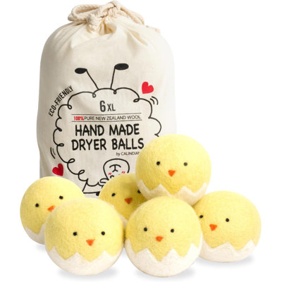6-Pack XL 100% New Zealand Wool Dryer Balls – Natural Fabric Softener for Faster Drying & Static Reduction