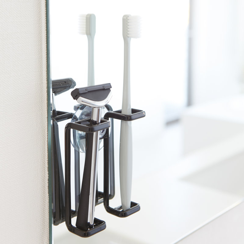 Black Steel Suction Cup Toothbrush Holder