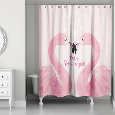 Rideau de douche Flamingo Mistletoe Valentines