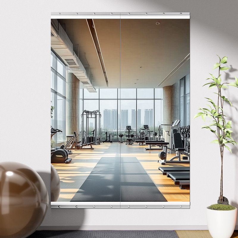 Miroir pleine grandeur rectangulaire rectangulaire, 56 po x 17 po, Argent