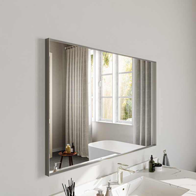 Miroir de salle de bain mural, Argent argent, 48 po x 32 po