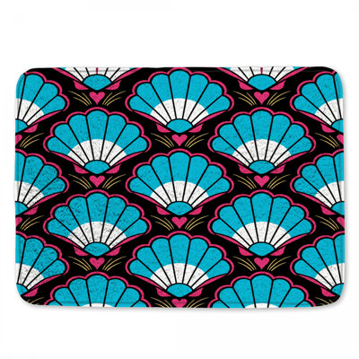 Tapis de bain bleu et blanc