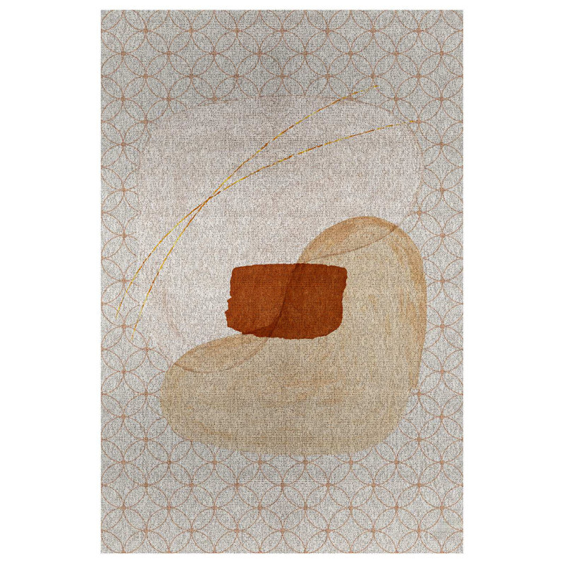 Elara Collection Digital Print Cotton-Polyester Brown Beige Abstract Rug, Runner 2'8" x 8'3"