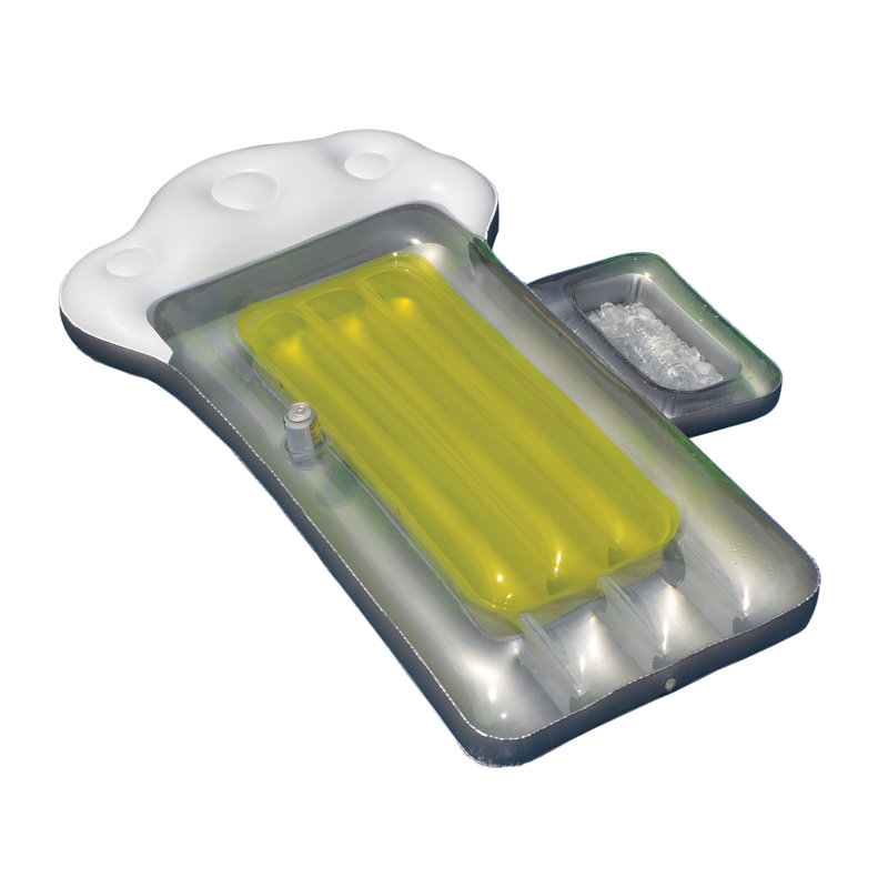 Inflatable Beer Mug Swimming Pool Raft - 72" - White And Yellow