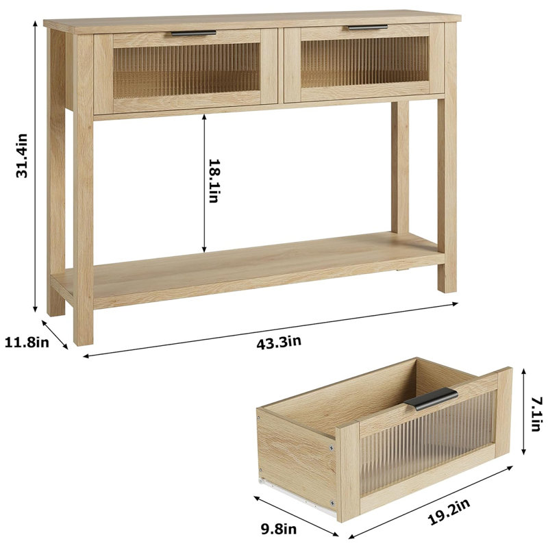 Davaya 43.3'' Console Table, Oak Wood