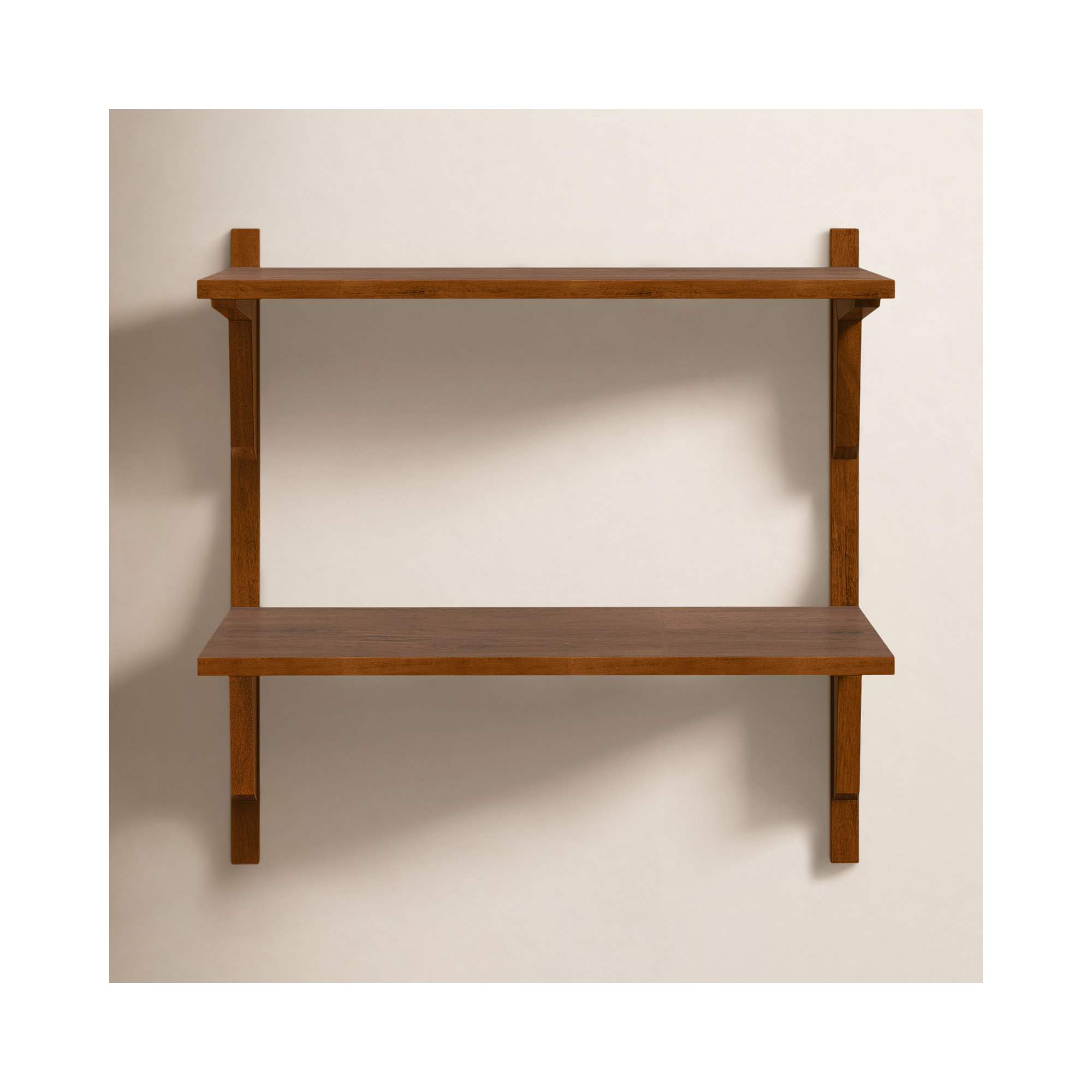 Baez Poplar Solid Wood Wall Shelf, Walnut Brown
