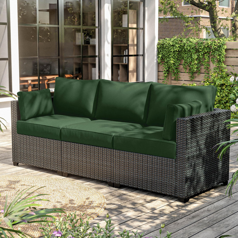 Wynee 8Pcs Outdoor Cushions Patio Furniture Cushions Replacement Set For 3 Seats, Olive Green