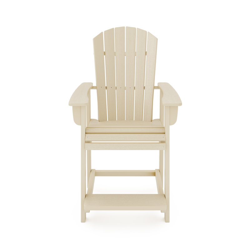 Adirondack Style Counter Chair – Stylish HDPE Poly Lumber For Dining, Patio, And Garden Comfort, Beige
