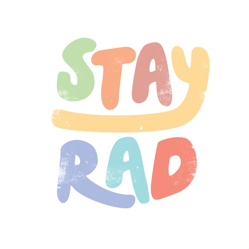 Couleurs Stay Rad - art textuel, H 12 po x l 12 po, Non, Toile tendue
