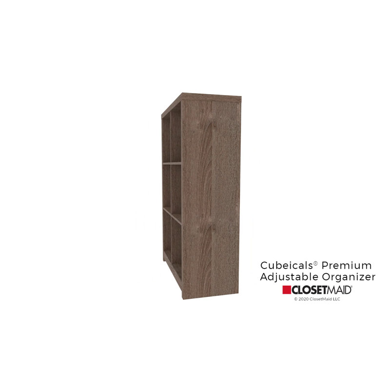 Contemporary Weathered Teak 6-Cube Storage Organizer with Doors