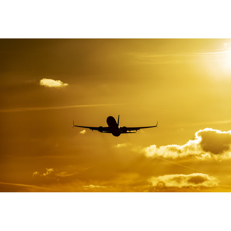 Silhouette d'avion - photographie sur toile tendue, H 8 po x l 12 po