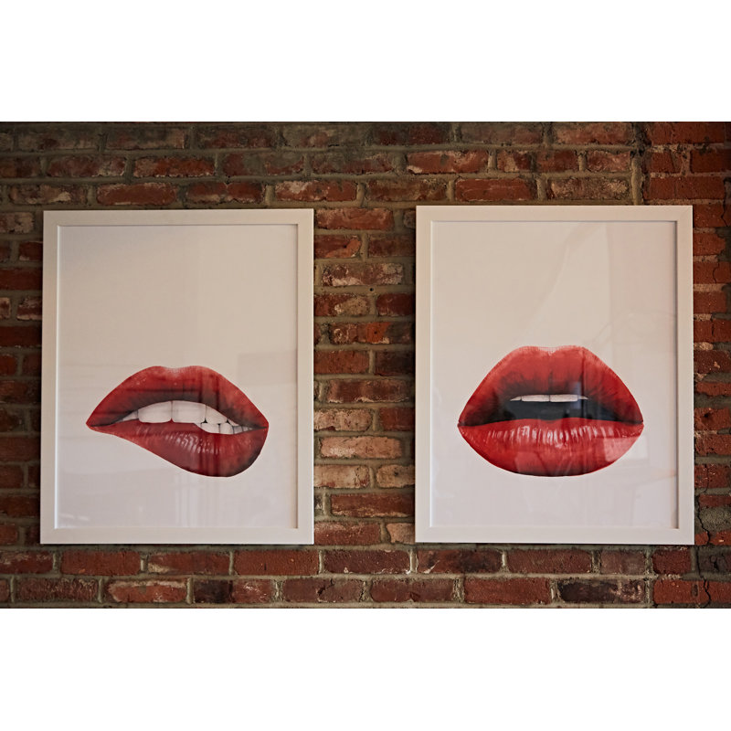 « baiser i », reproduction d’impression encadrée, H 23 po x l 19 po x P 1 po, Cadre blanc
