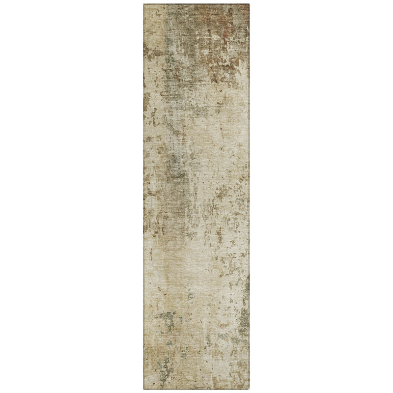 Machine Washable Indoor/Outdoor Chantille ACN2869 Abstract Rug, 2'3" x 7'6" Runner, Brown