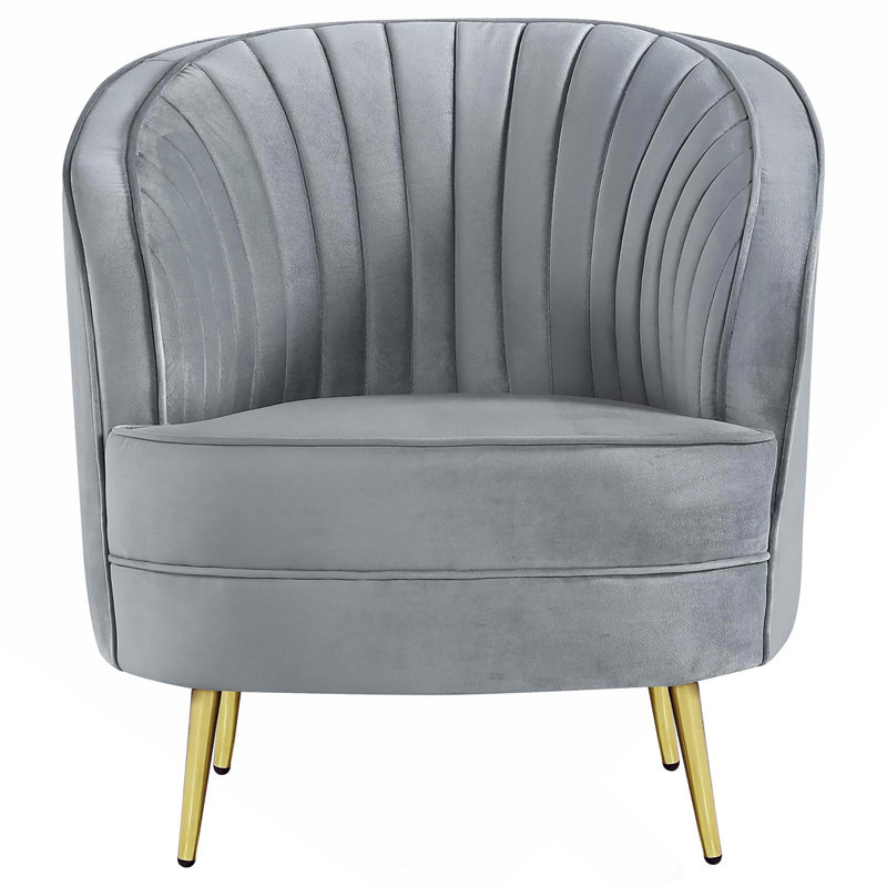 Chaise capitonnée grise et dorée