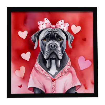 «Cane Corso My Valentine», reproduction d'art encadrée