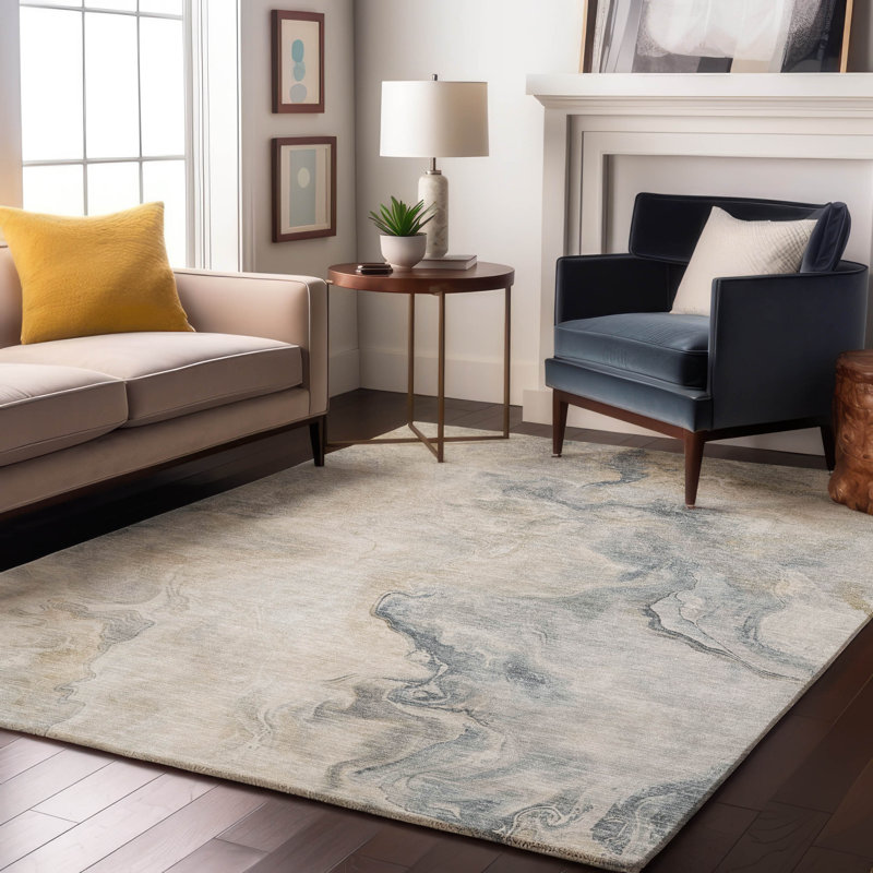 Premium Machine Washable Slesnick AMF1680 Abstract Rug, Rectangle 2'6" x 3'10"