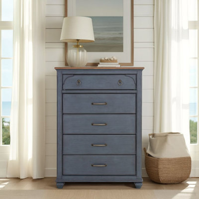 5-Drawer Chest, No Assembly Required, Corduroy Blue Finish