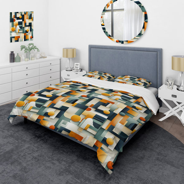 East Urban Home Whitnee No Geometric Shapes Duvet Cover Set | Wayfair