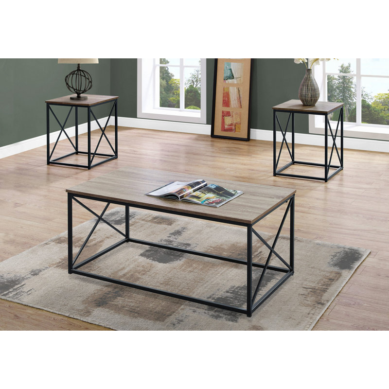 Ensemble de table, ensemble de 3 pièces, café, bout, côté, décor, salon, métal, contemporain, Taupe