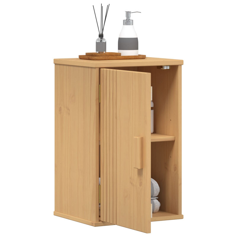 vidaXL Bathroom Cabinet with Door Olden Brown 13.78 x 11.81 x 21.65 in