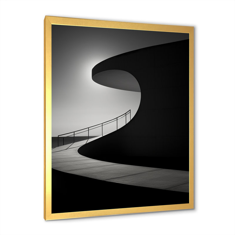 Mimalisme, bâtiment, paysage, impressions sur toile, Cadre doré simple, H 44 po x l 34 po x P 1,5 po