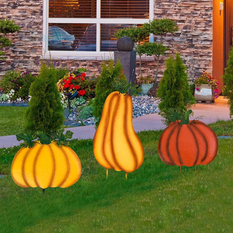Thanksgiving Decorations Fall Pumpkins Yard Stacked