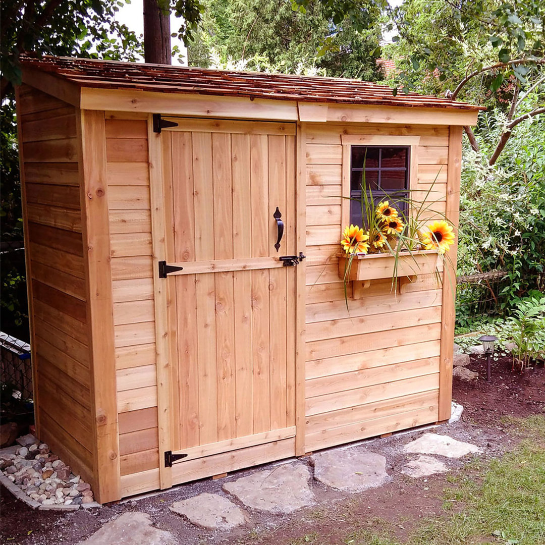 Outdoor Living Today 8x4 Western Red Cedar Spacesaver Shed Single Door with Cedar Roof Outdoor Living Today