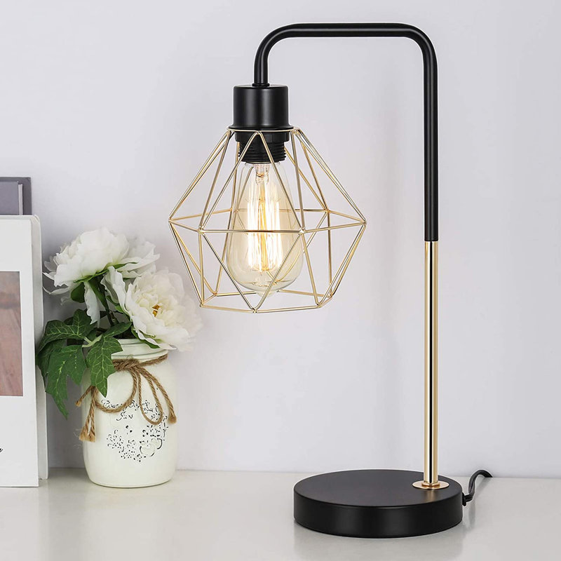 Ragon Metal USB Desk Lamp, Black/Gold, Gold, 16.3" H x 5.8" W x 5.5" D