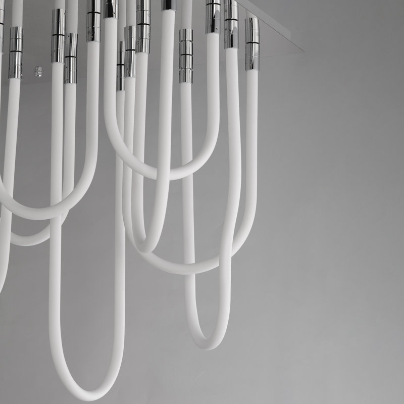 Soleil-Flush Mount Chandelier, Polished Chrome