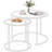 White Nesting Glass Table Set Of 2, Small Glass Round Nesting Tables For Living Room Bedroom, Accent Tea Table With Metal Frame Modern Industrial Simple