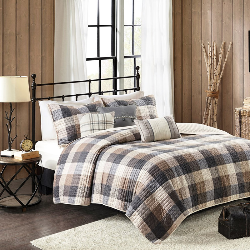 Couette 6 pièces à chevrons, couleur neutre, motif à carreaux Buffalo, coussins imprimés cousus à la main, style neutre et décoratif, avec toutes les fonctionnalités.
