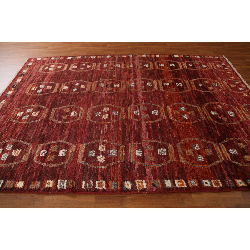 Tapis marocain géométrique en laine fabriqué à la main 7 x 10