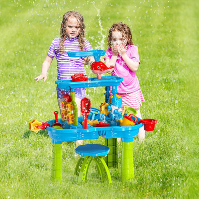 3-Tier Rain Shower Kids Sand Water Table for 3-6 Years Old