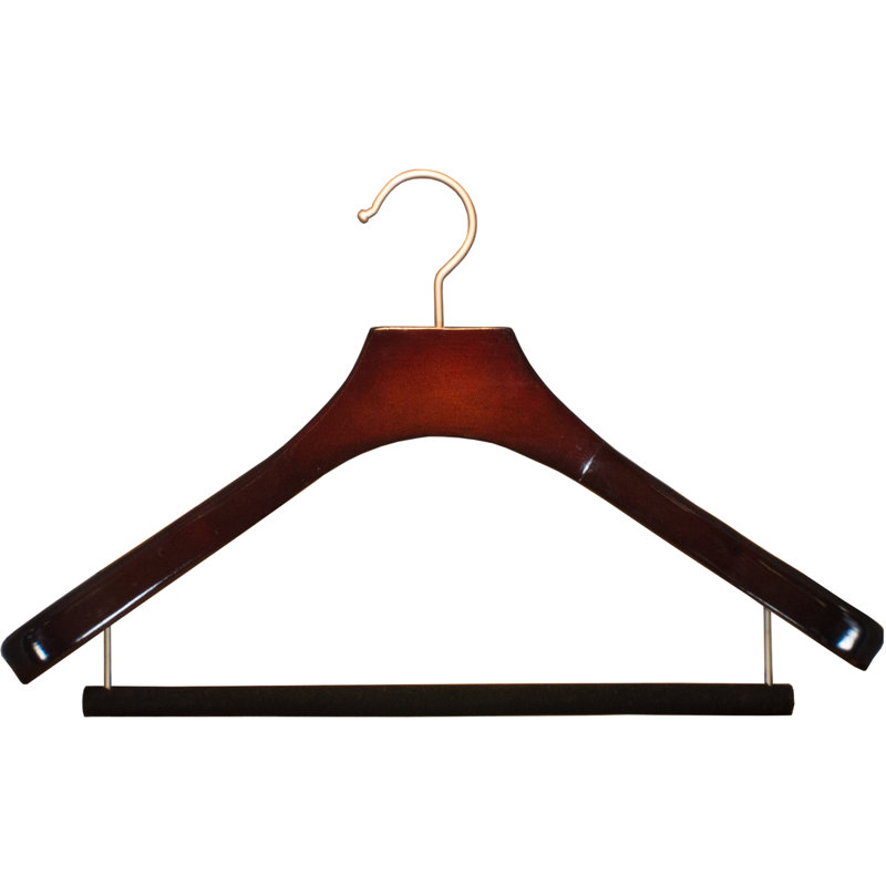 Cintre en bois antidérapant pour robe / chandail / chandail, Cerisier / chrome brossé