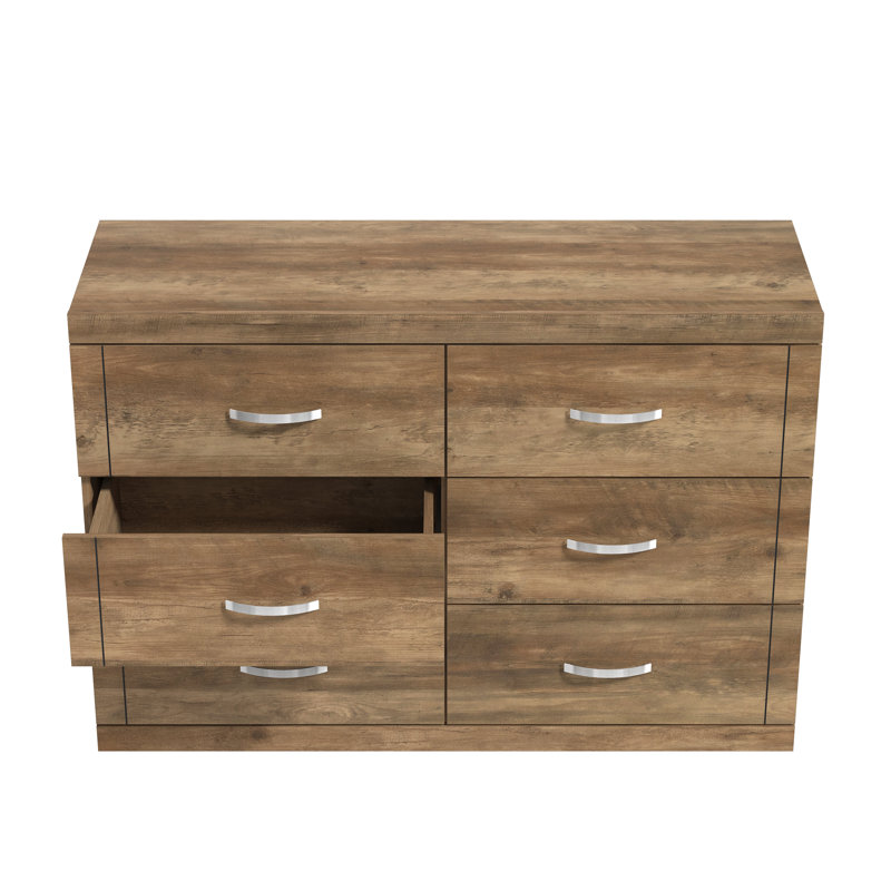 Avigail 6 Drawer 46.45'' W Double Dresser, Knotty Oak