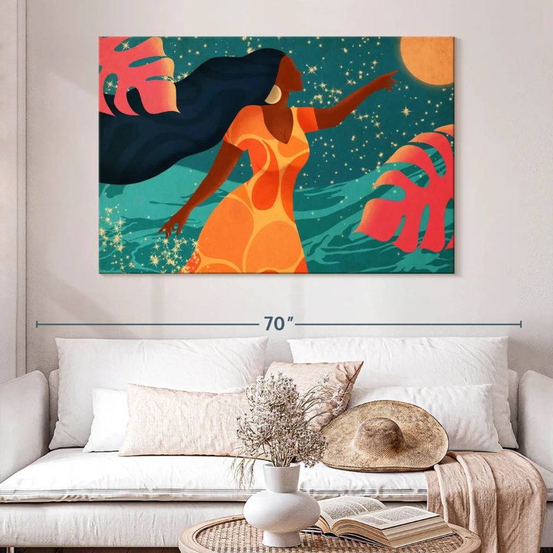 Latina chassant le clair de lune, H 34 po x l 51 po