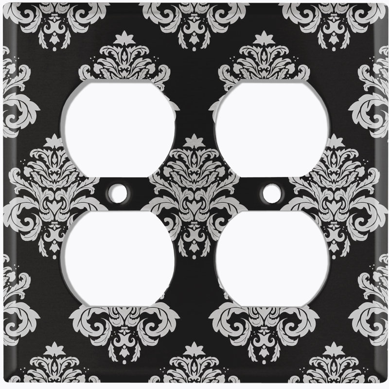 Plaque murale à 2 prises Damask, Gris foncé