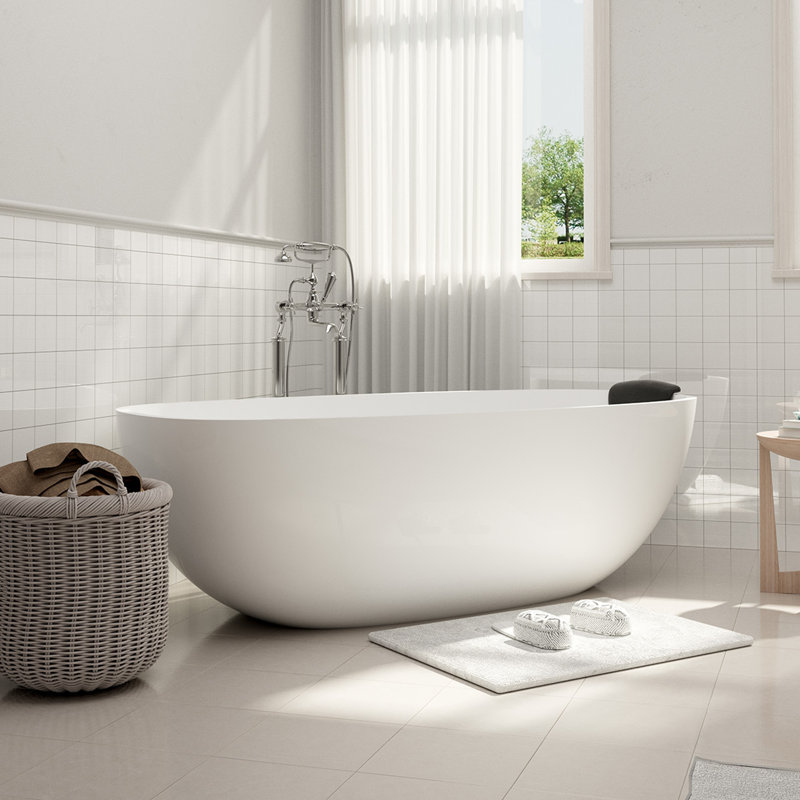 Baignoire de trempage autoportante à surface solide 71 po. X 34 po. Monaco