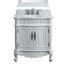 Meuble-lavabo Benton Collection de 33 pouces, de style traditionnel, sur pied, blanc antique, avec miroir, lavabo simple, dessus en marbre blanc, entièrement assemblé.-779360987