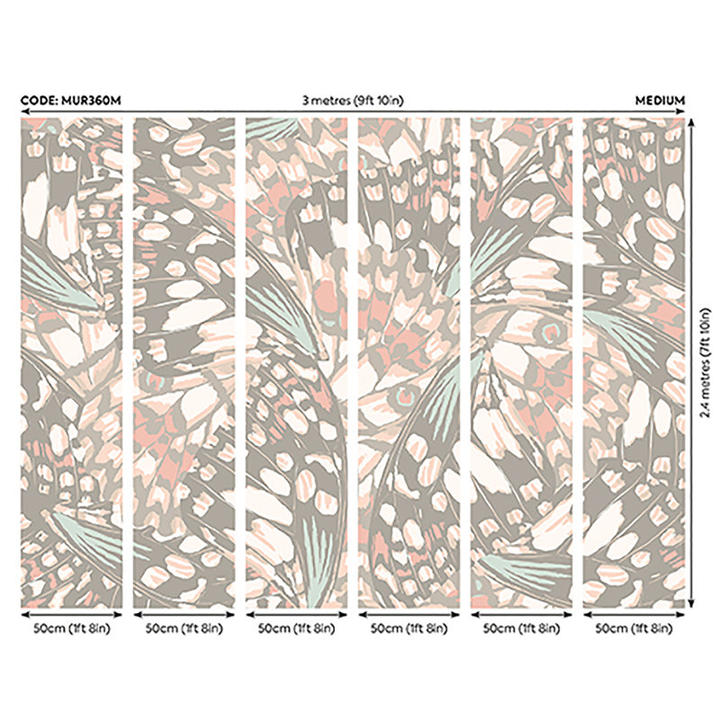 Murale ailes de papillon, Beige