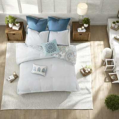 Luxury Cotton Floral Bedding Sets, Reversible Design For Cal King Size Bedrooms