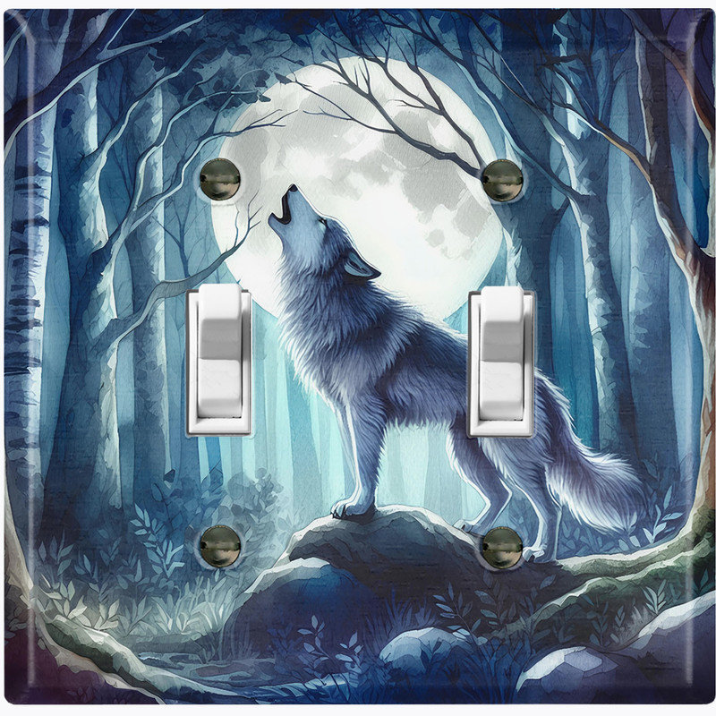 Couvercle de plaque d'interrupteur en métal; Bascule de loup US 2 - US Wolf, Double # 2