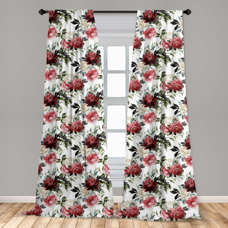 Shabby Flora Floral Semi-Sheer Rod Pocket Curtain Panels, 28" x 95"