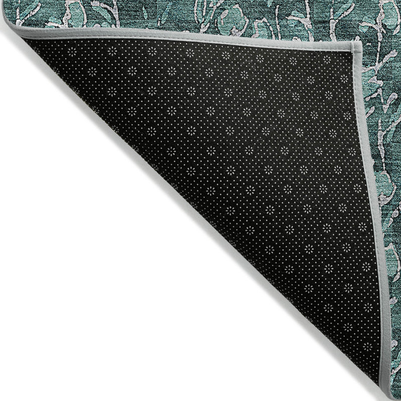 Tapis bleu sarcelle à motif floral turquoise et ivoire 8 pi x 10 pi