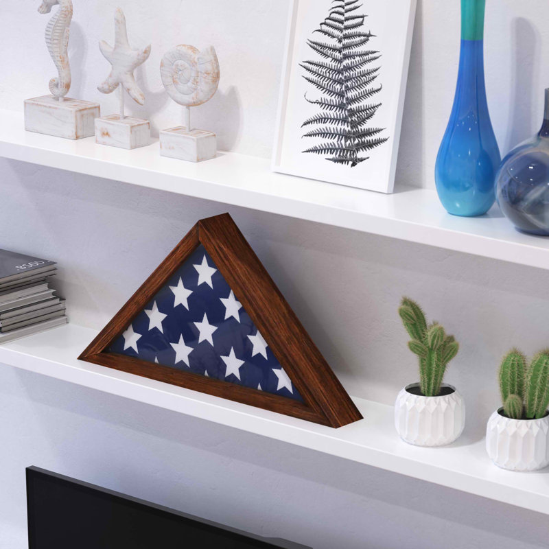Drapeau Sheehan en bois massif pour drapeau 9,5 x 5, Brun rustique