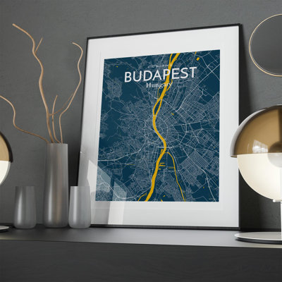 Budapest City Map In Amuse - No Frame Print
