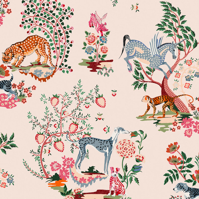 Cath Kidston Painted Kingdom Floral Wallpaper, Pink