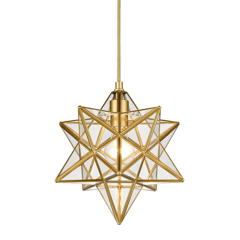 Luminaire suspendu moderne moderne étoile dorée en verre transparent
