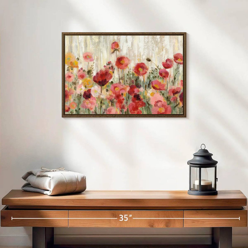 Fleurs saupoudrées, 19 po x 13 po, Cadre flottant noyer